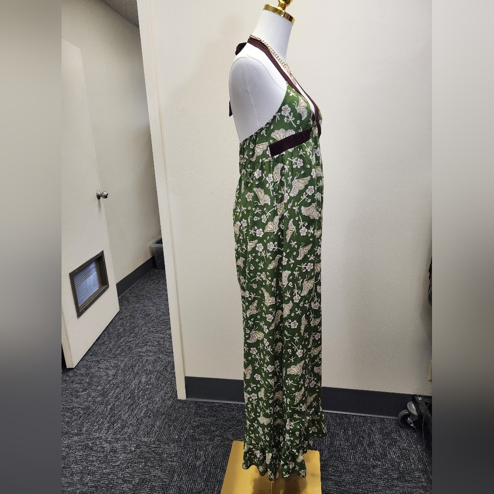 Mossimo Supply Co. Green Floral Halter Maxi Dress Empire Waist Size Small - Picture 6 of 7